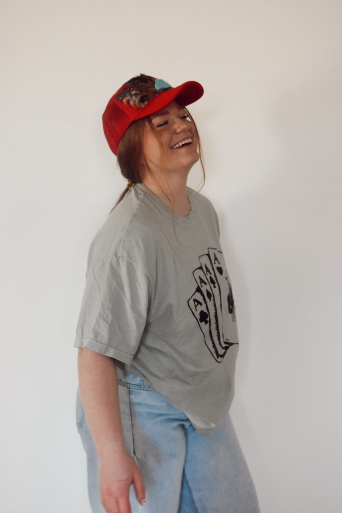 “Wild About You” Red Feather Crest Trucker Hat