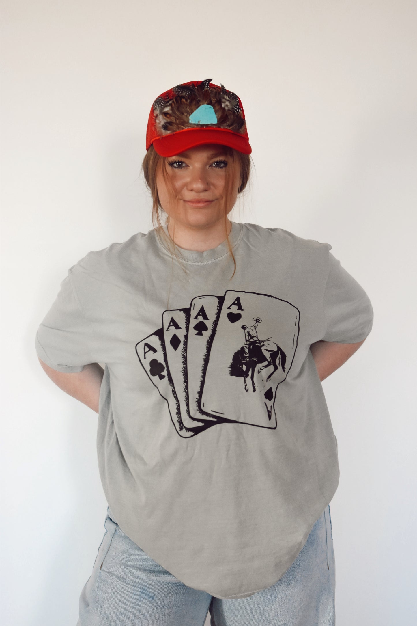 “Wild About You” Red Feather Crest Trucker Hat