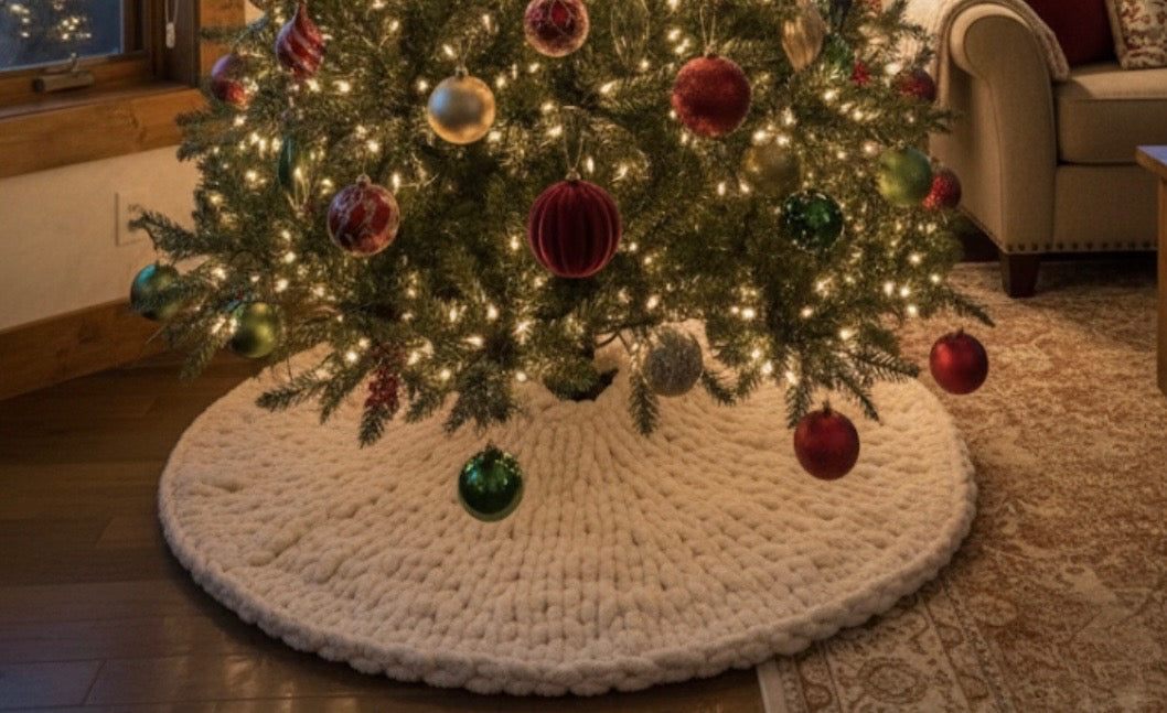 Merry And Bright Hand Knitted Tree Skirt