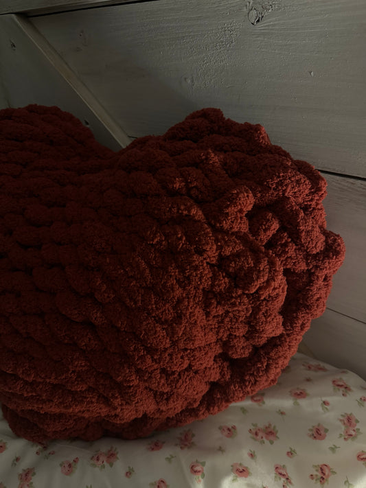 Handmade Large Red Chunky Knit Pillow